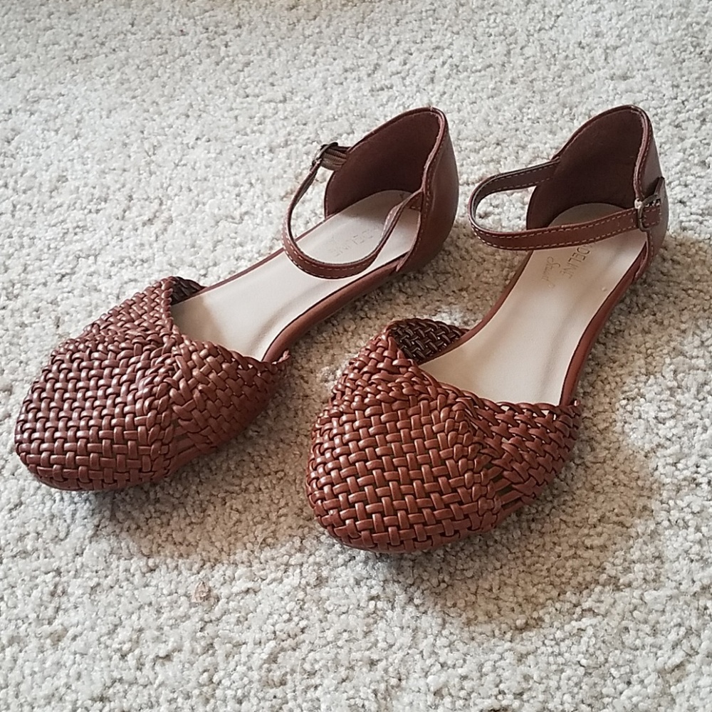 Woven Ankle Strap Flats